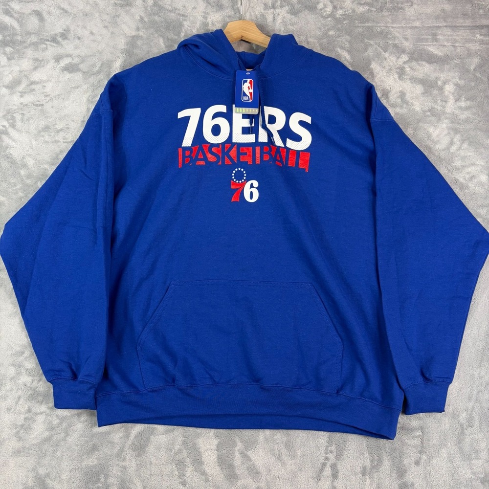 Philadelphia 76ers Team Pullover Hoodie NBA Authentic Men's 2XL Blue NWT